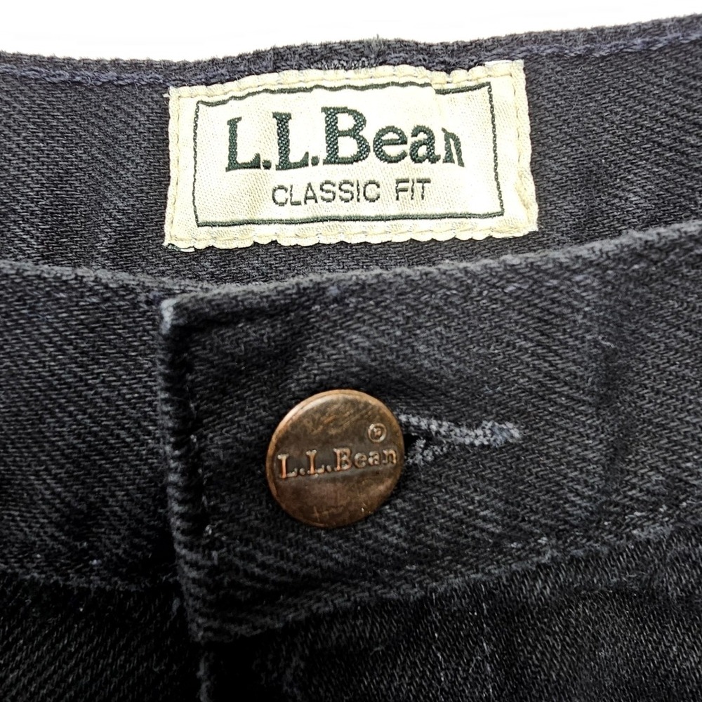 LL Bean Mens Classic Fit Black Denim Jeans 37x29 Straight Leg 100% Cotton 220626 - Picture 8 of 12